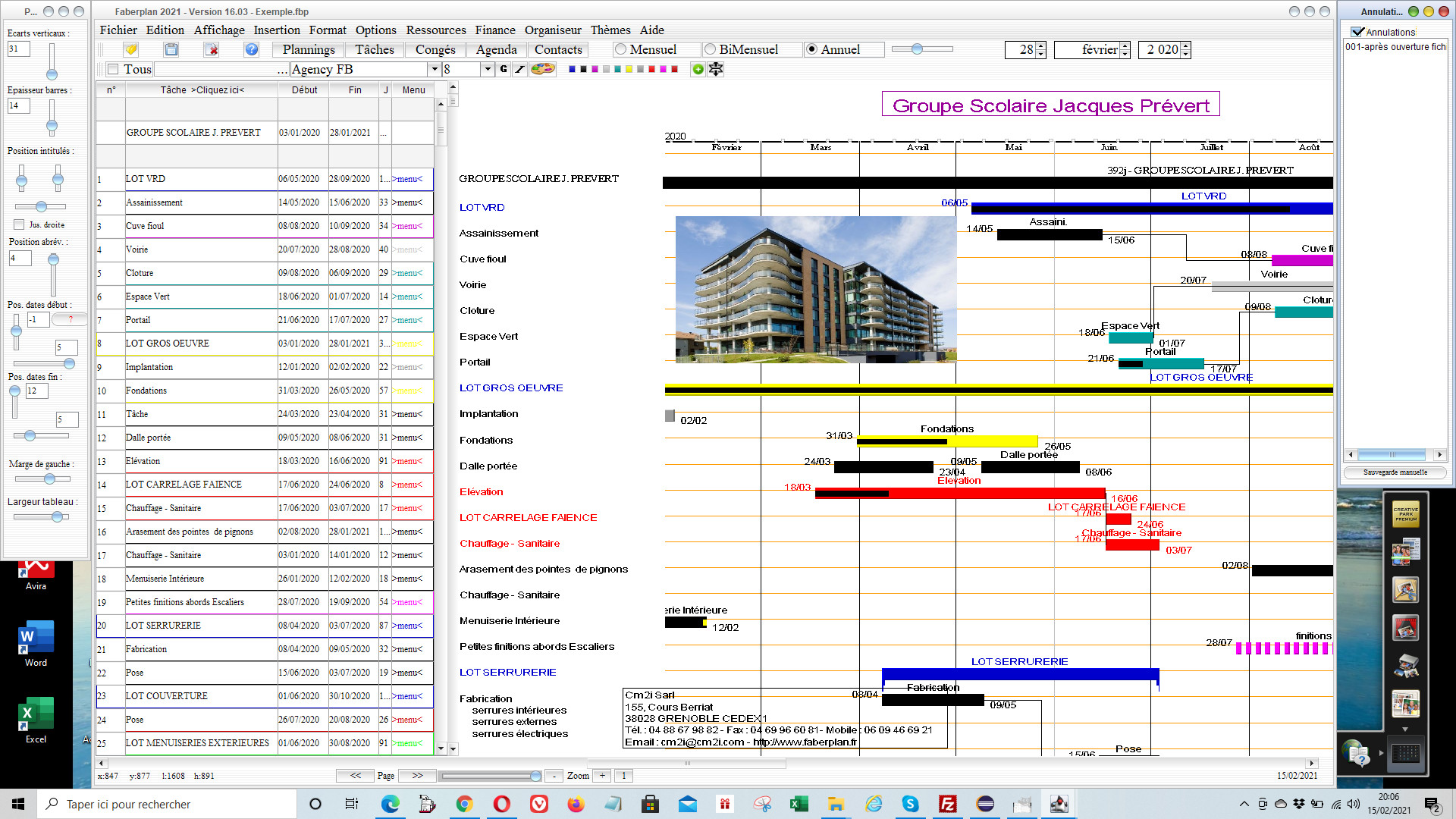 logiciel de planning de chantier Faberplan pour Mac et PC